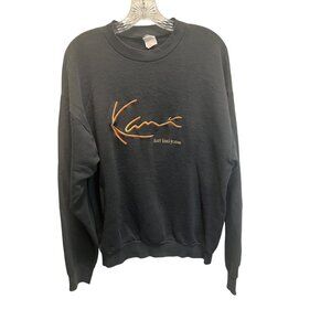 Vintage Karl Kani Jeans Black Sweatshirt With Orange Embroidered Logo Unisex Cas